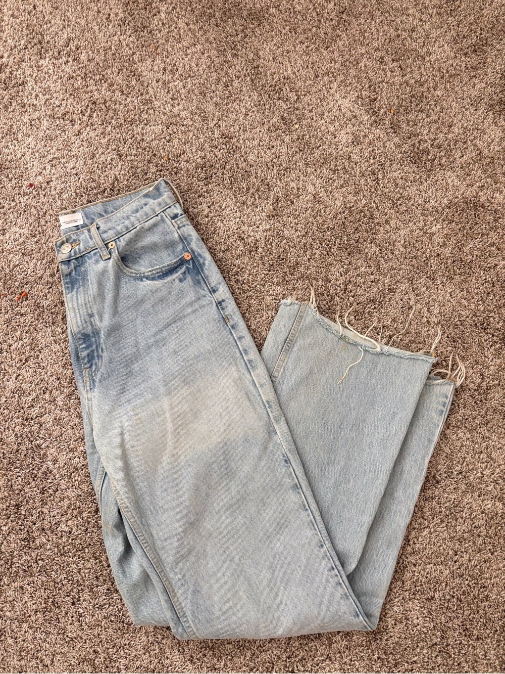 Zara-Light Wash High-Rise Straight Jeans